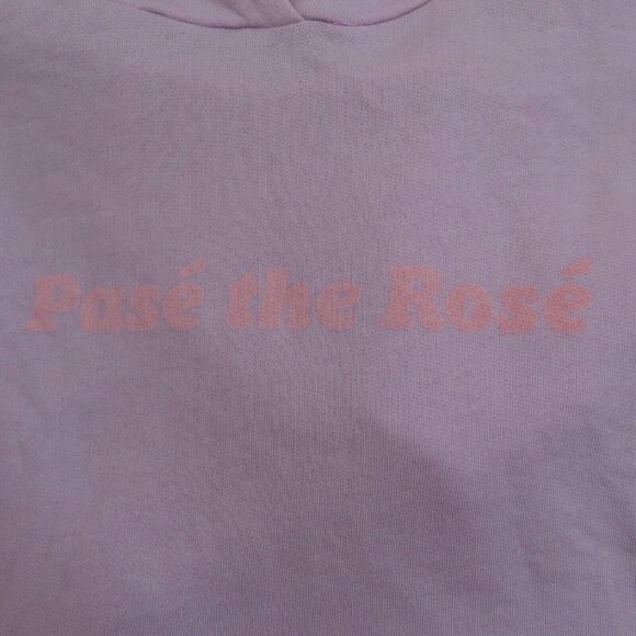 Wildfox Womens Large Pass the Rose Purple Pink Crop Hoodie Pullover Sweatshirt - Picture 3 of 10